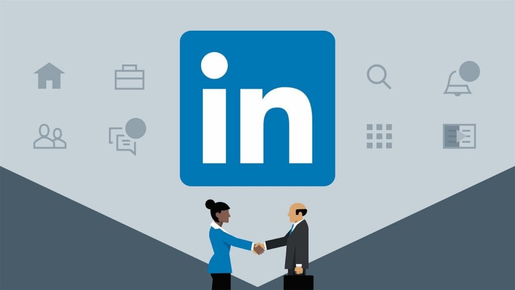 ilustração pessoa contratada com logo do linkedin ao fundo